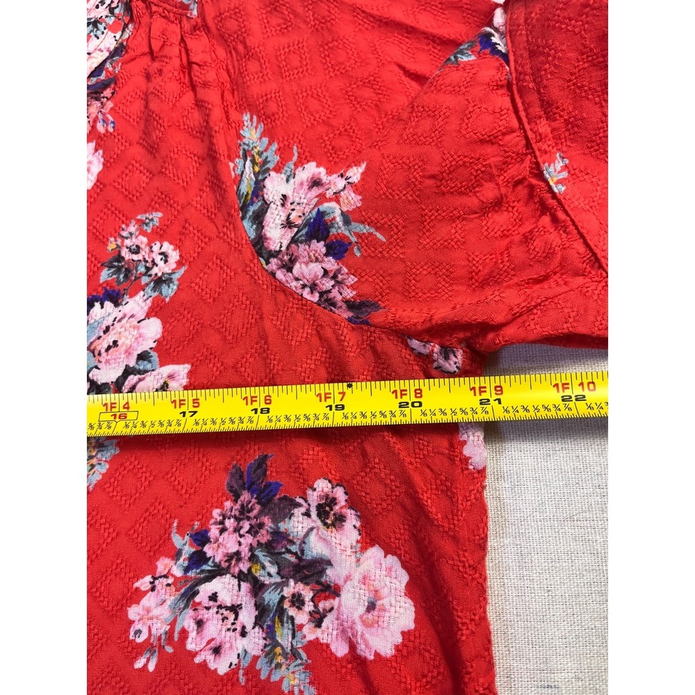 Anthropologie Maeve Hansley Orange Floral V Neck Boho Top Womens sz 10 Summer - Picture 13 of 16